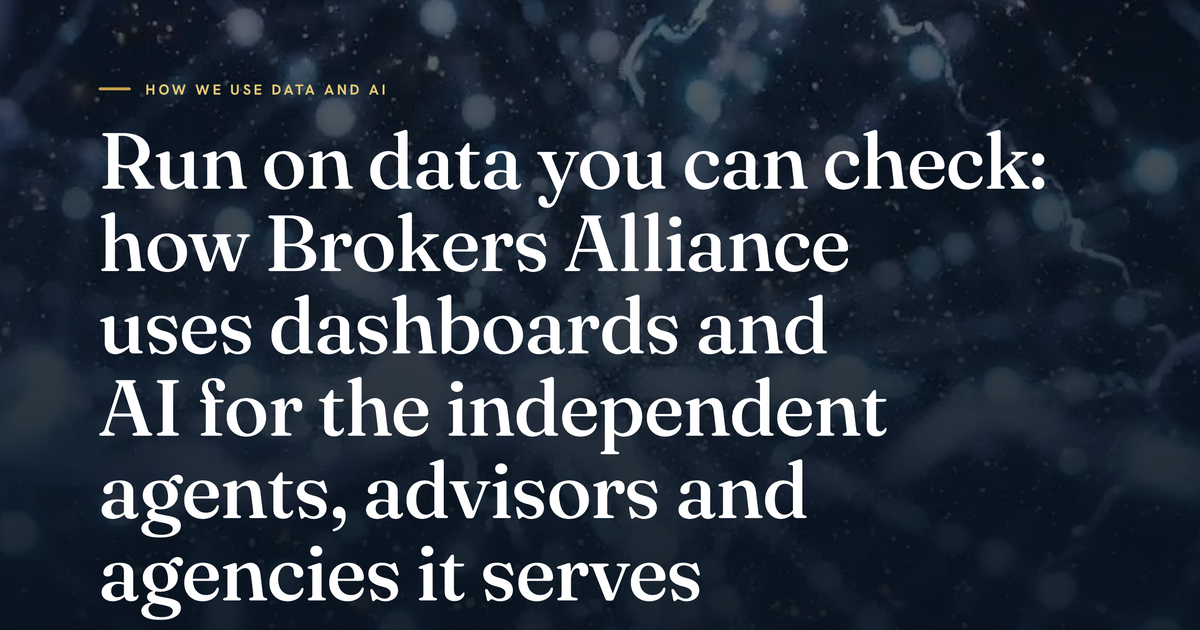 Cover of the Brokers Alliance whitepaper, Run on data you can check